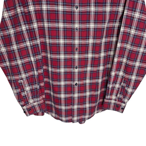 LL Bean Flannel Shirt Mens L Red Scotch Plaid Traditional Fit Gorpcore Outdoor - Picture 5 of 10